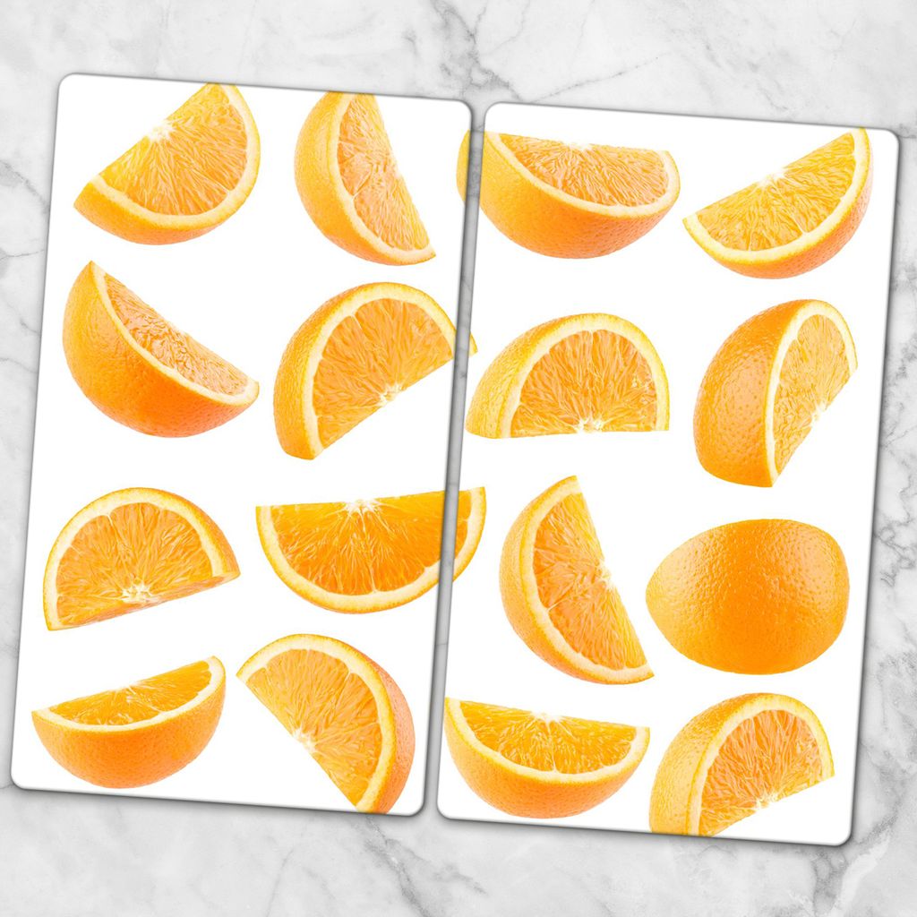 Glas-Herdabdeckplatten Glaskeramikkochfeld-Abdeckung Spritzschutz Glas 2x30x52 cm - Orange Früchte