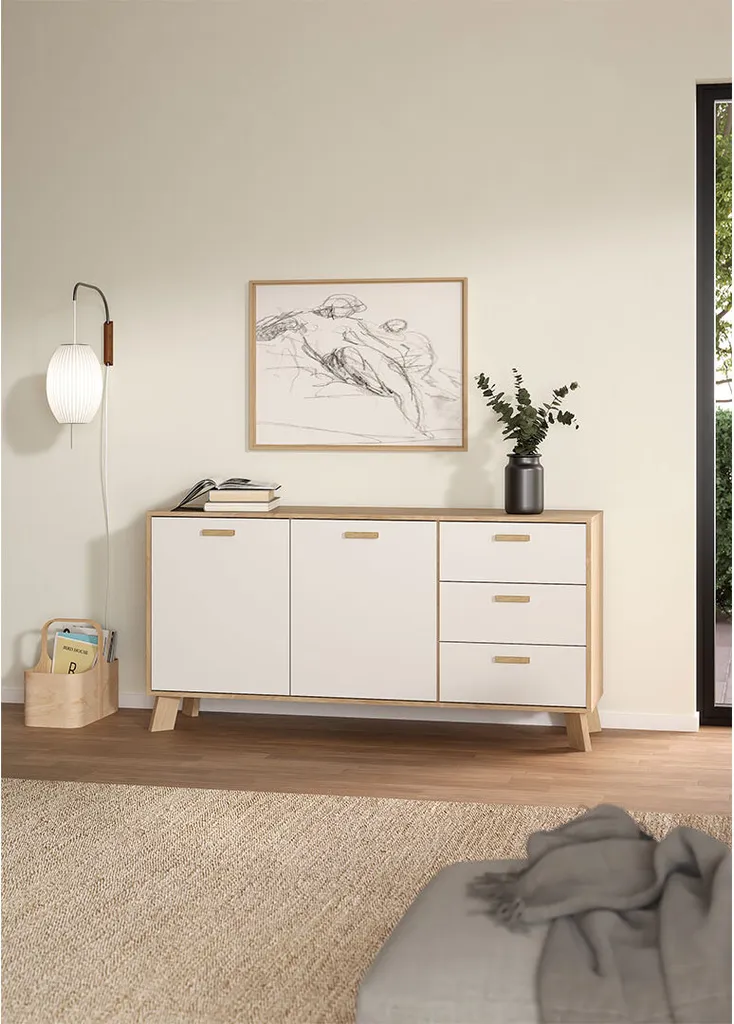 Buffet STORM : Solution Gain de Place Chêne et Blanc 147,2 cm - 12