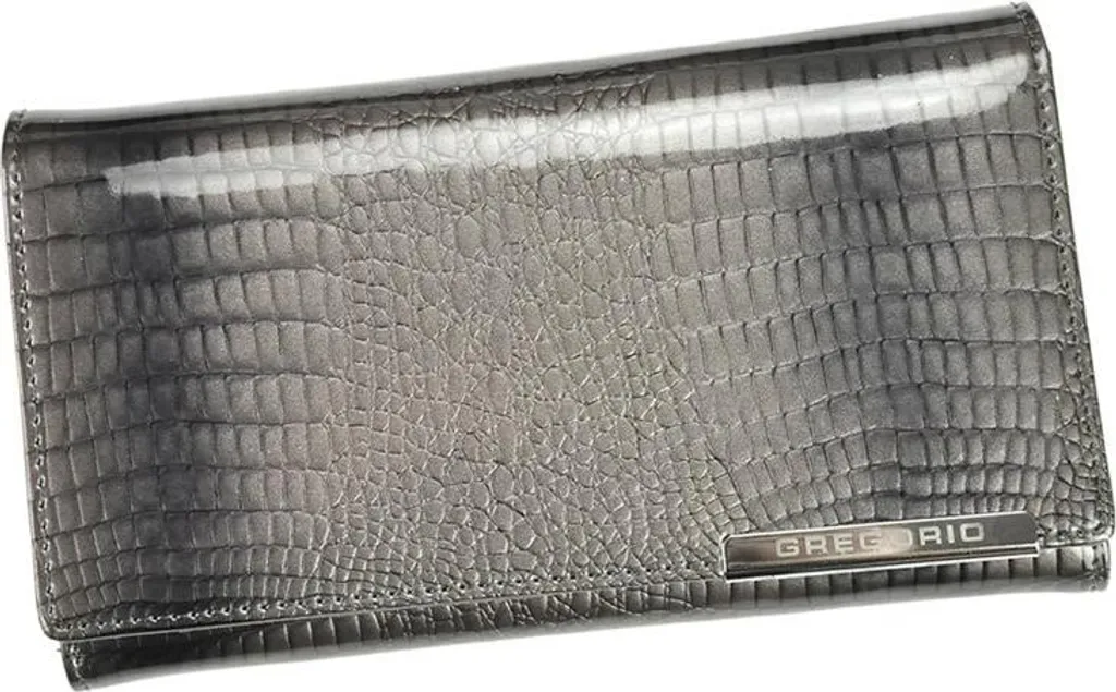 Grand compagnon portefeuille pour femme en cuir véritable verni noir