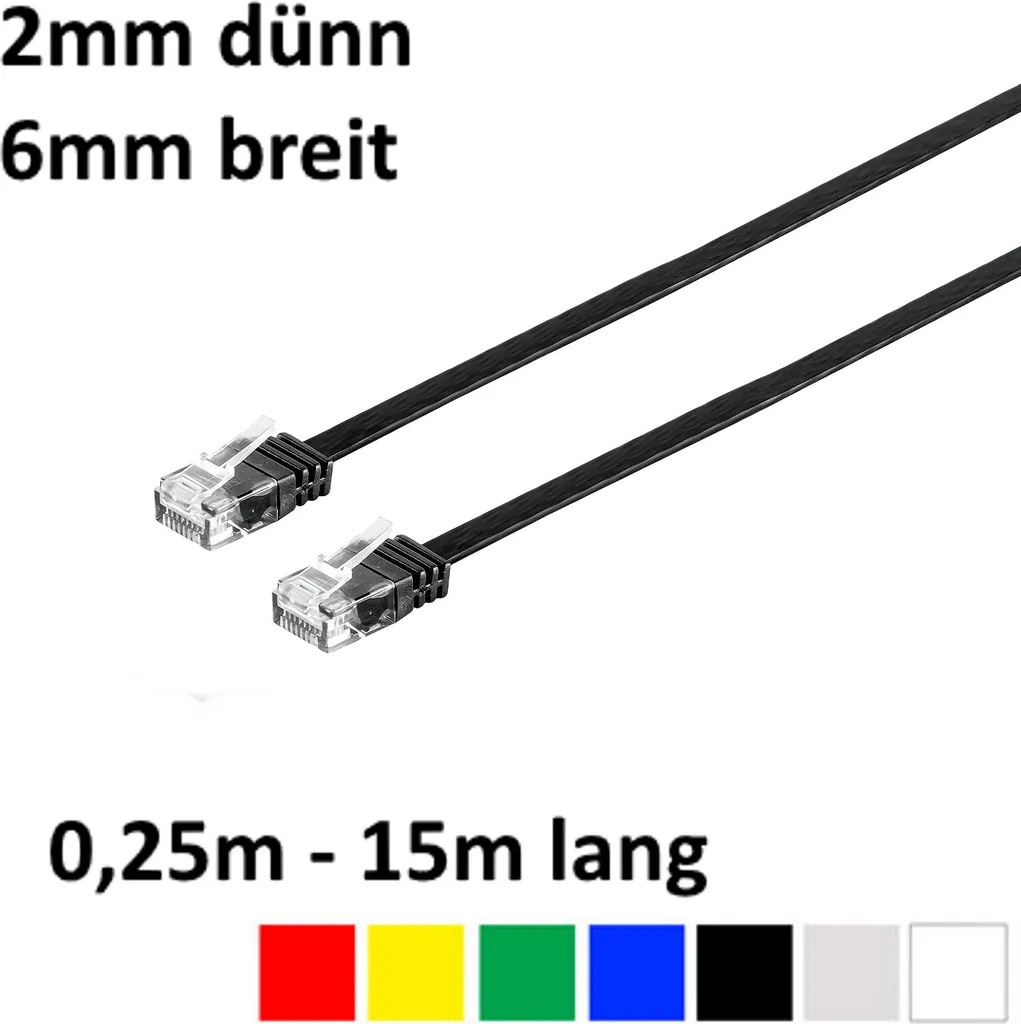 Cavo Ethernet Cat.6 Piatto 10m Grigio U/UTP - Alta Velocità Gigabit