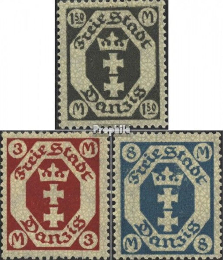 Briefmarken Danzig 1922 Mi 103-105 (kompl.Ausg.) Produktbild 