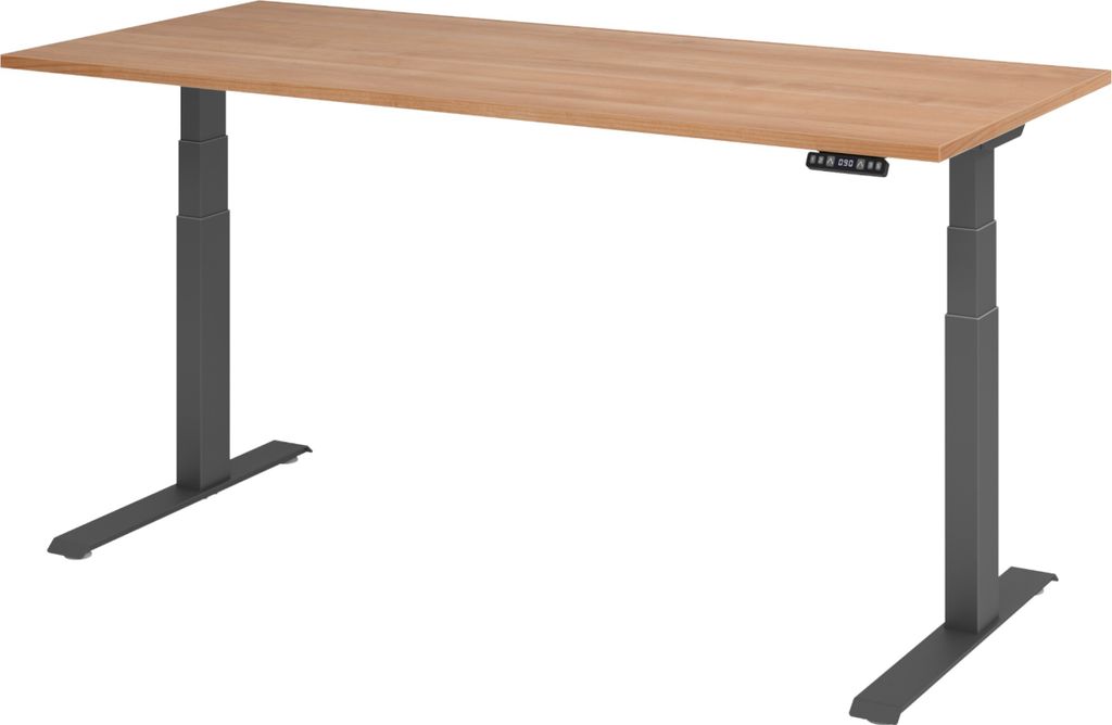 bümö Schreibtisch elektrisch XDKB - Gestell: Graphit, Nachbildung: Nussbaum, Größe: 180 x 80 cm