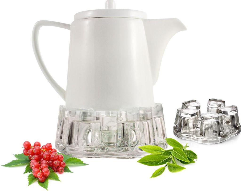 Teekanne aus Porzellan mit Stövchen Kaffeekanne Teebereiter Porzellankanne Kanne