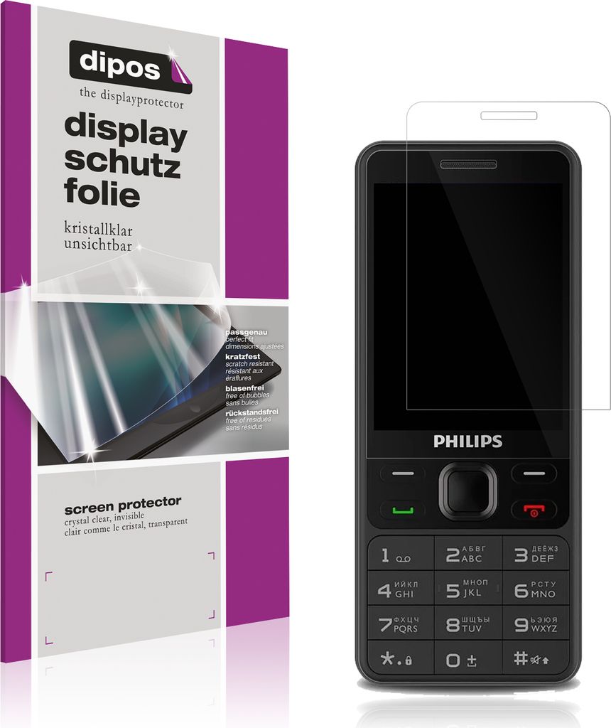4x Schutzfolie für Philips Xenium E185 klar Displayschutzfolie Folie Display Schutz dipos