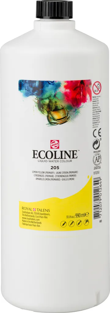 Encre aquarelle liquide Ecoline Jaune Citron 205 - Flacon 990ml