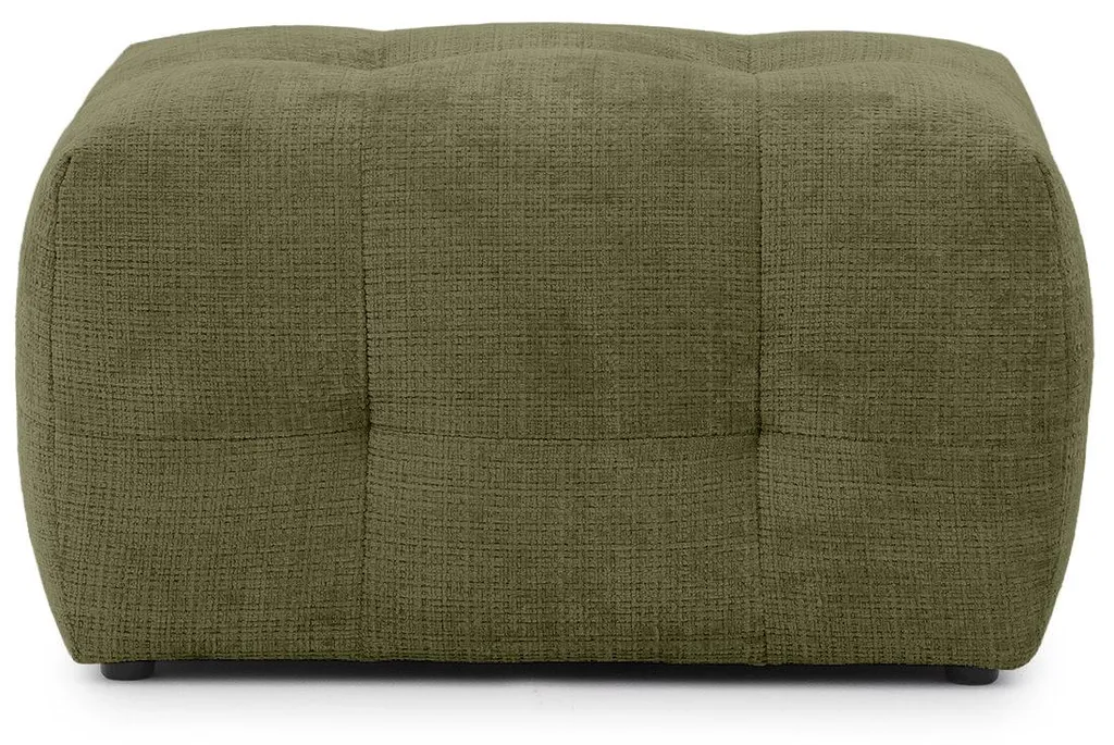 Pouf Rond en Velours Diane Vert Kaki Best Mobilier Assise Confortable