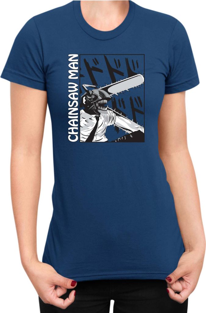 Damen T-Shirt Manga Japan Anime Comics Animation Chainsaw Anime manga Man 03, Lady M / Dunkelblau