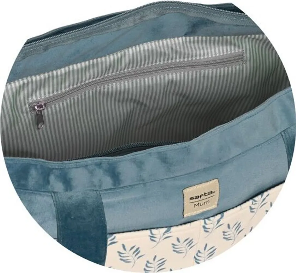 Sac de maternité Safta Leaves turquoise pour transporter les couches bébé