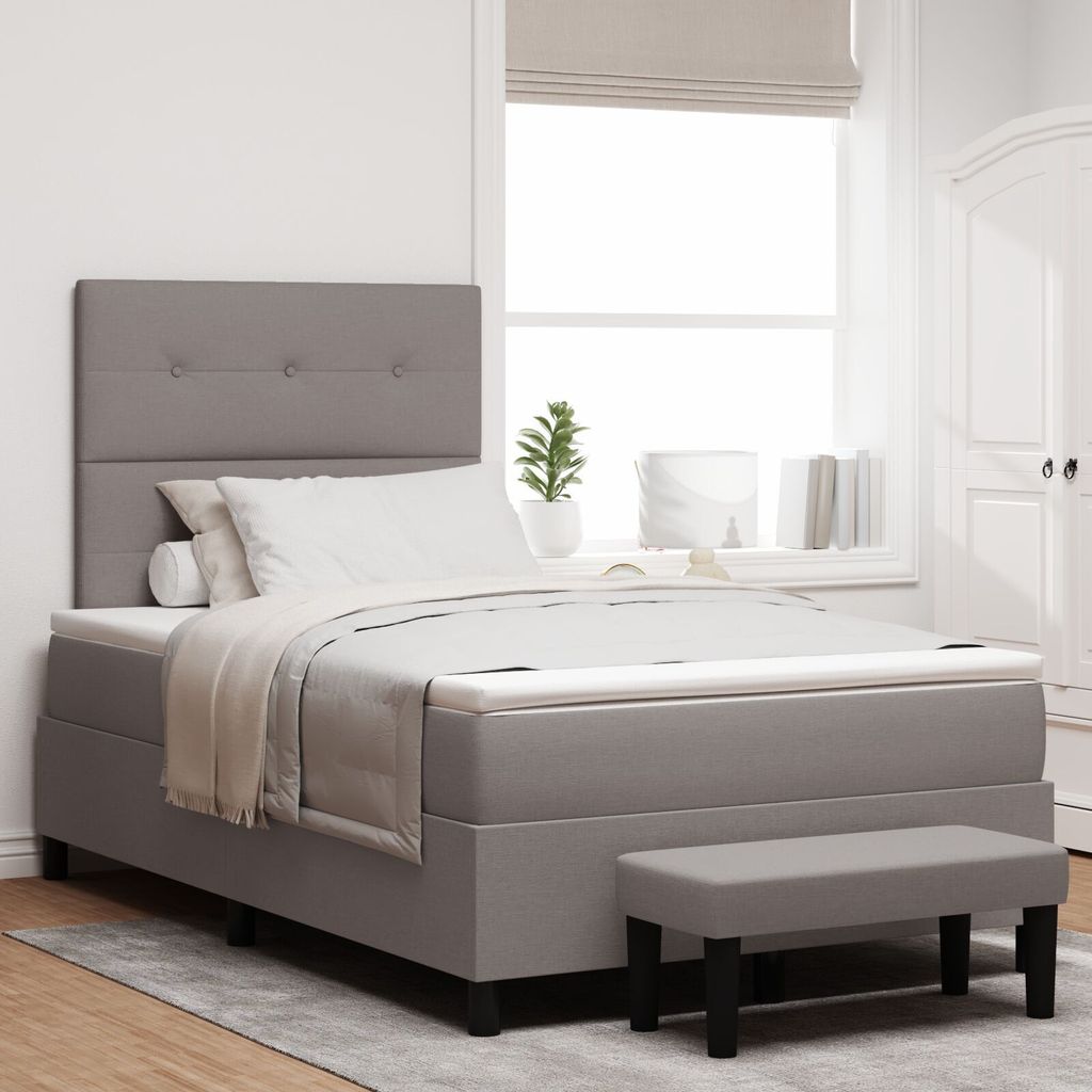 Boxspringbett mit Matratze & Bank Grau 120x190 cm Stoff, Produktbild 