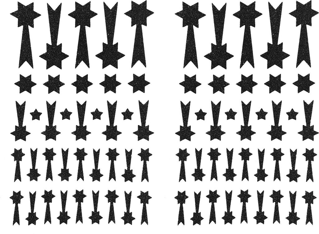 Oblique Unique 74 Sternschnuppen Sticker Glitzer Schnuppen Stern Aufkleber für Weihnachten zum Dekorieren Spielen Basteln Scrapbooking - schwarz