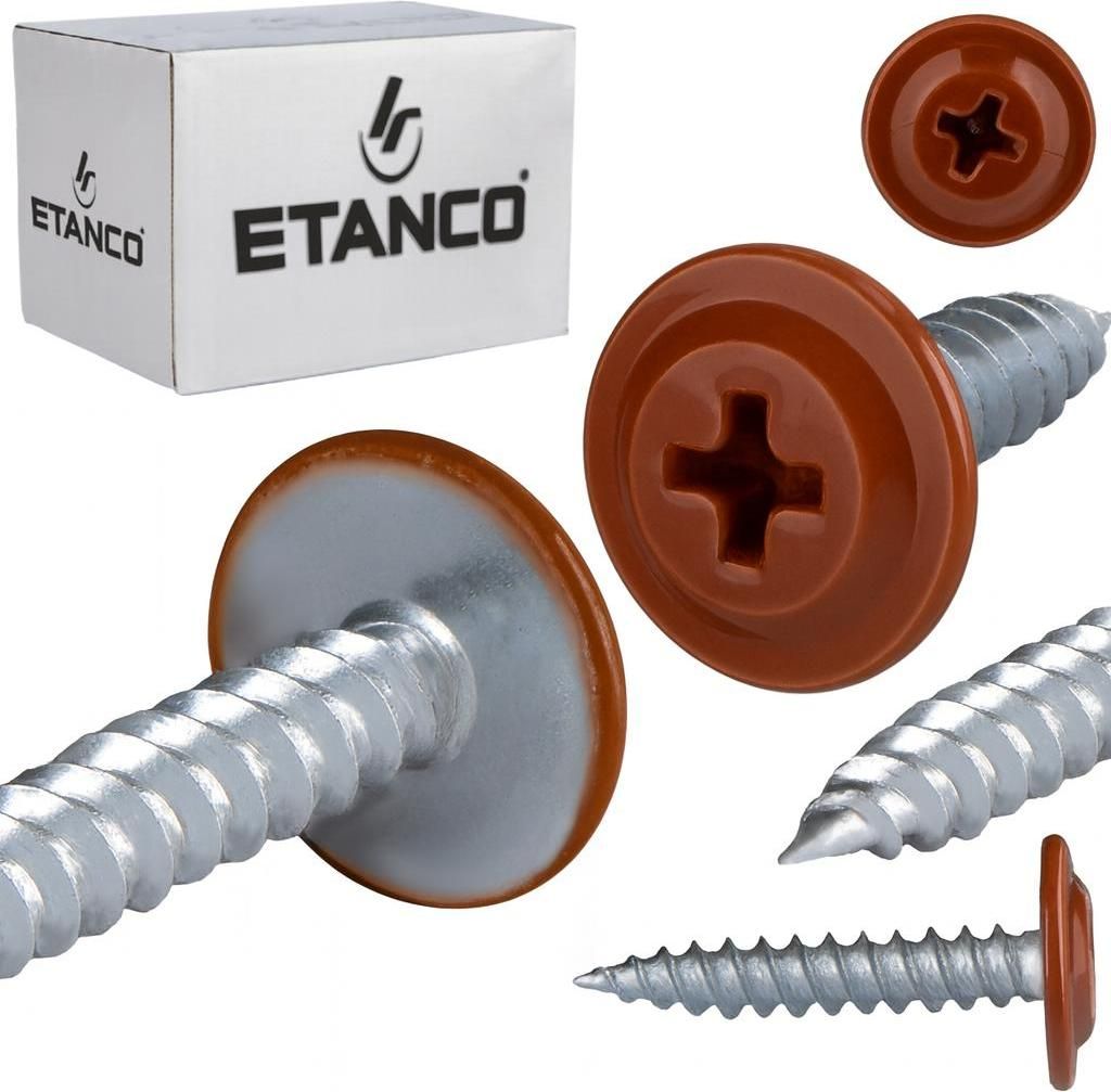 ETANCO GM-S selbstschneidende Blechschrauben Flachkopf RAL 8012 Rotbraun 4,2 x 16 mm 250 Stk.