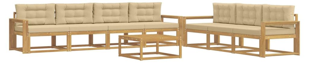 vidaXL Outdoor-Sofagarnitur mit Kissen 7 pcs Weiß und Beige