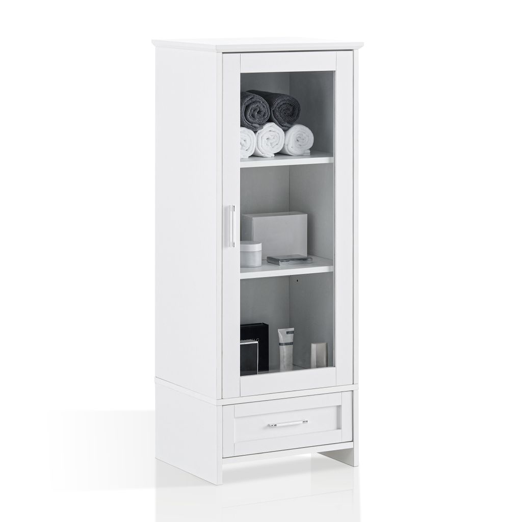 CLIPOP Beistellschrank, Komodenschrank mit Glastüren, 43x34x110cm Mehrzweckschrank