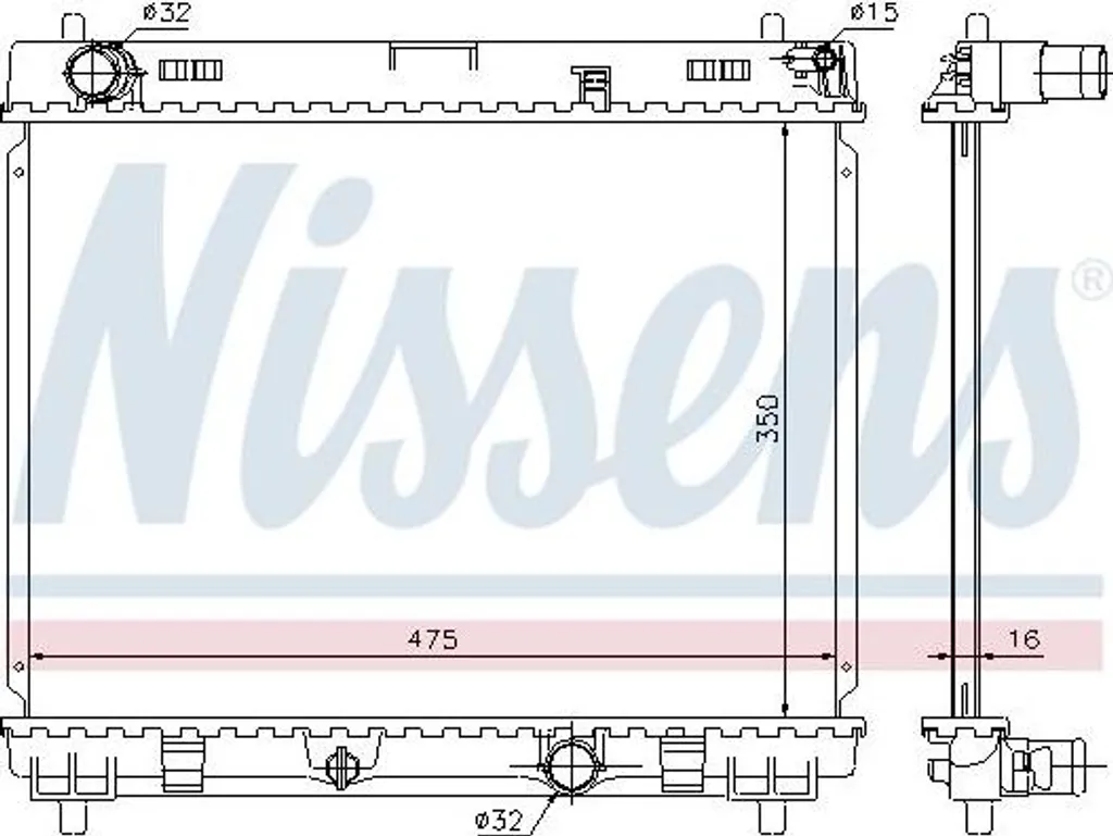 Nissens 64697 Radiateur Moteur OE 1640033120 pour Urban Cruiser et Verso