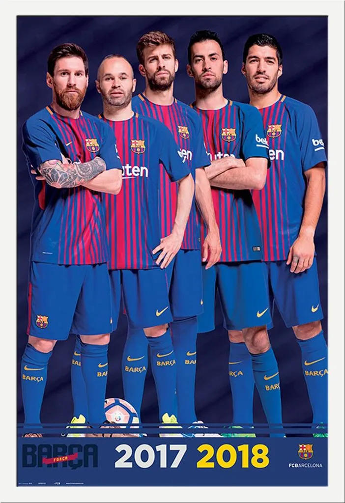 Affiche Encadrée FC Barcelone Joueurs 17/18 Cadre Shinsuke Blanc 61x91