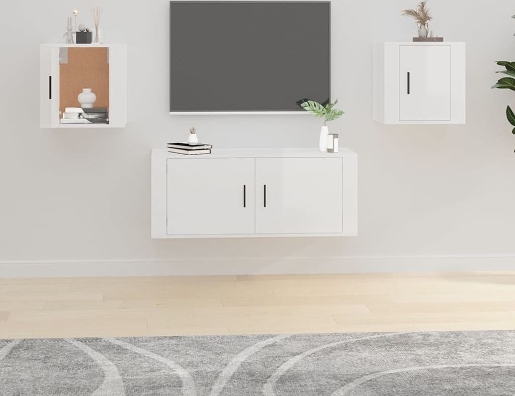 Maison Exclusive - TV-Wandschränke 2 Stk. Hochglanz-Weiß 40x34,5x40 cm