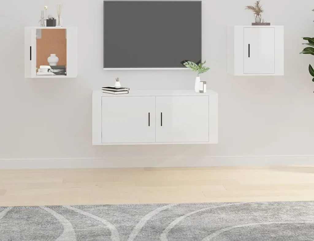 Set 2 Pareti TV Bianco Lucido 40x40 - Design Sospeso The Living Store
