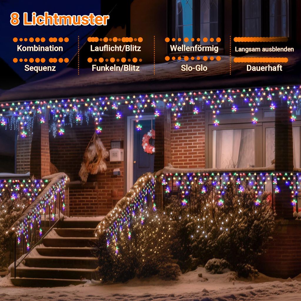 Luci Stella Natale, 3.5M 120 LED Tenda Luminosa Stella, Luci Stelle