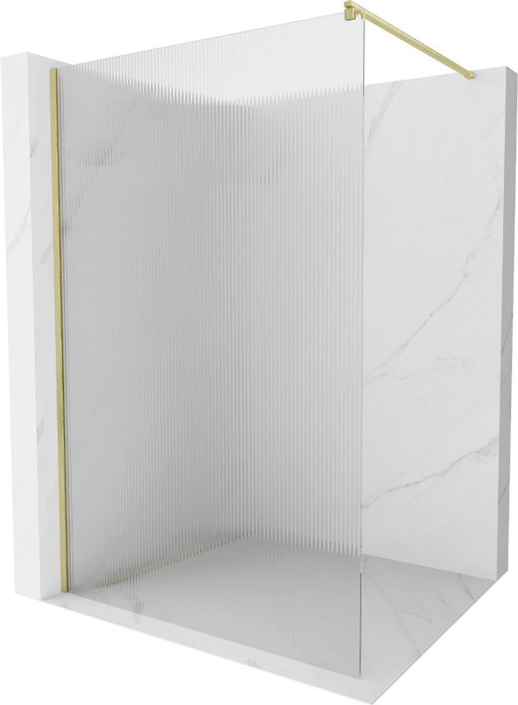 Mexen Kioto Walk-in Duschwand 90 x 200 cm, Klarglas 8 mm, gebürstetes Gold - 800-090-101-55-09