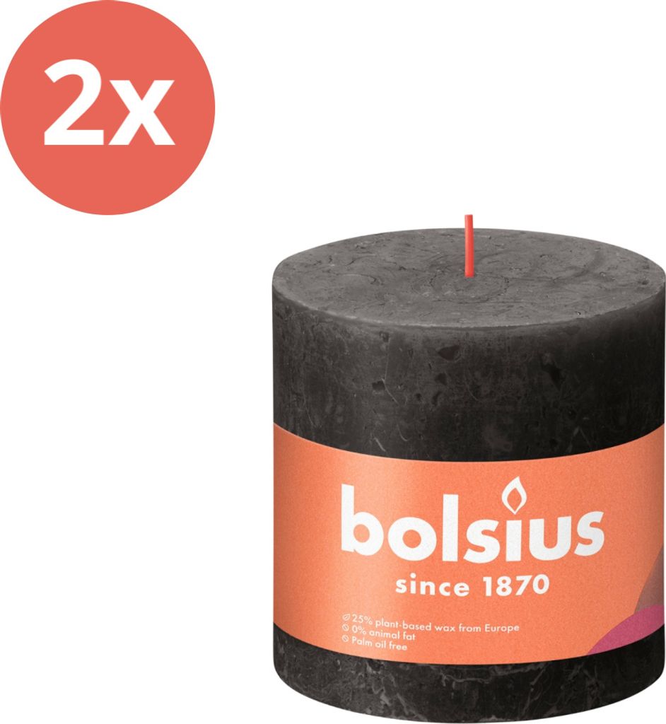 Bolsius - Rustikale Stumpenkerze - 100/100 - 1 Stück pro Packung - Stormy Grey - Vorteilspack - 2 Stücke