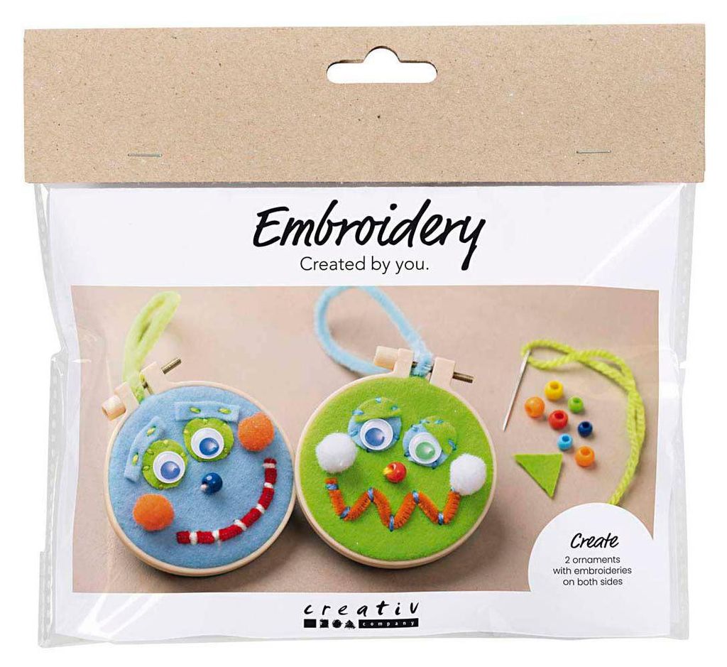 Creativ Company Mini-Hobby-Set Stickgesichter blau und grün