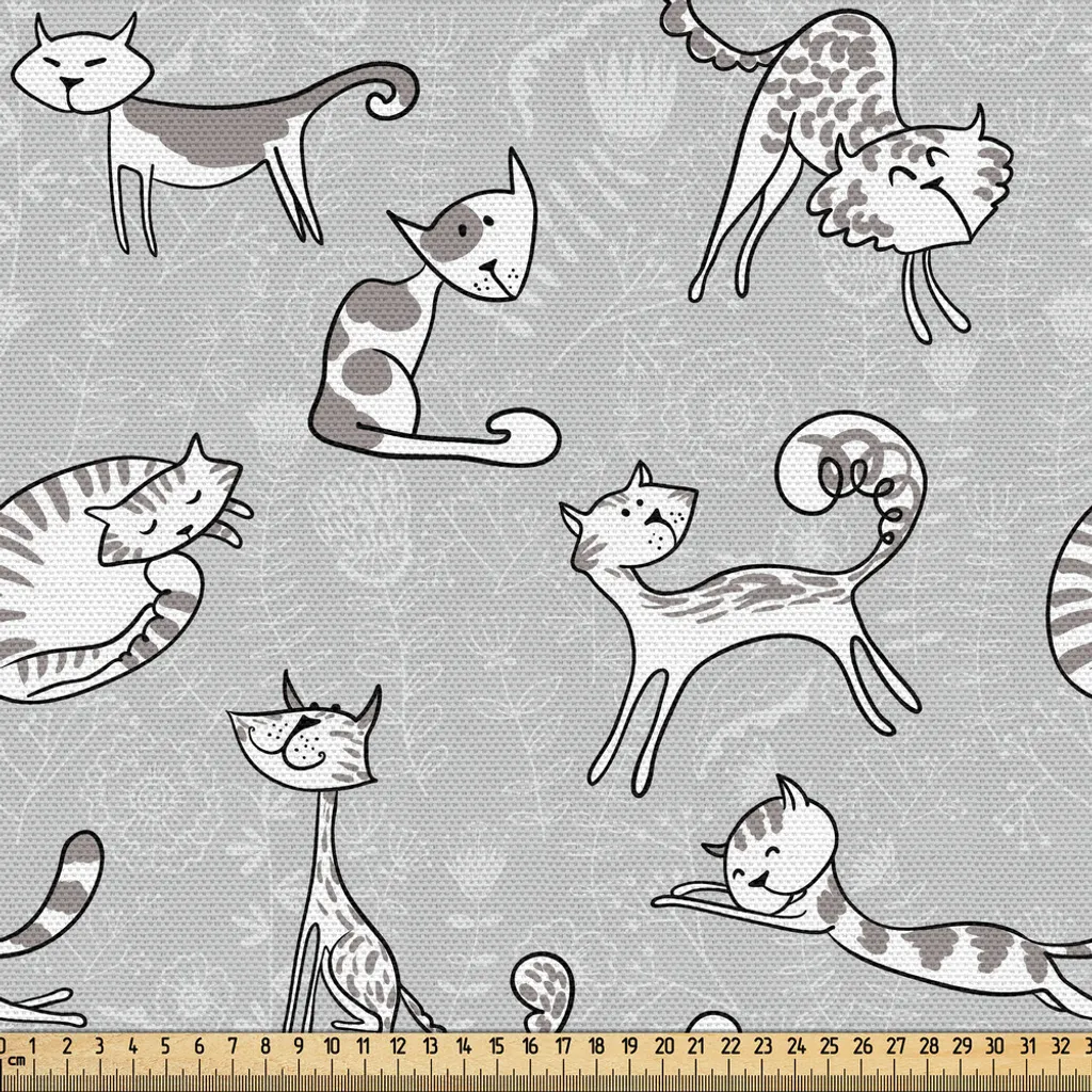 Tissu pour rideaux et loisirs créatifs motif chats parisiens 148x300cm