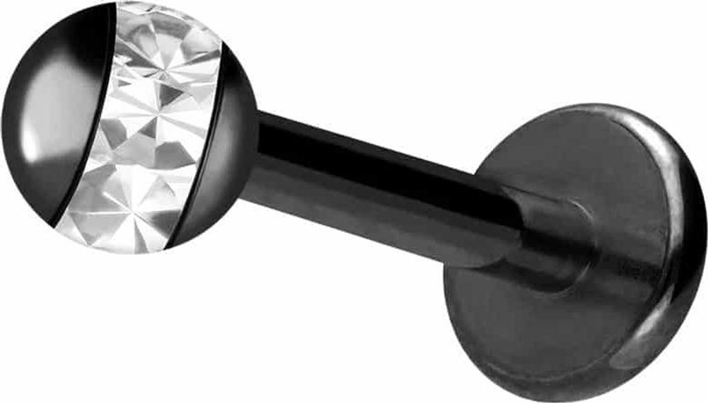 Ohrpiercing, Nasenpiercing Chirurgenstahl Labret EPOXY-RING-KUGEL Schwarz Stablänge: 11mm + Stabstärke: 1,2mm + Kugelgröße: 3mm