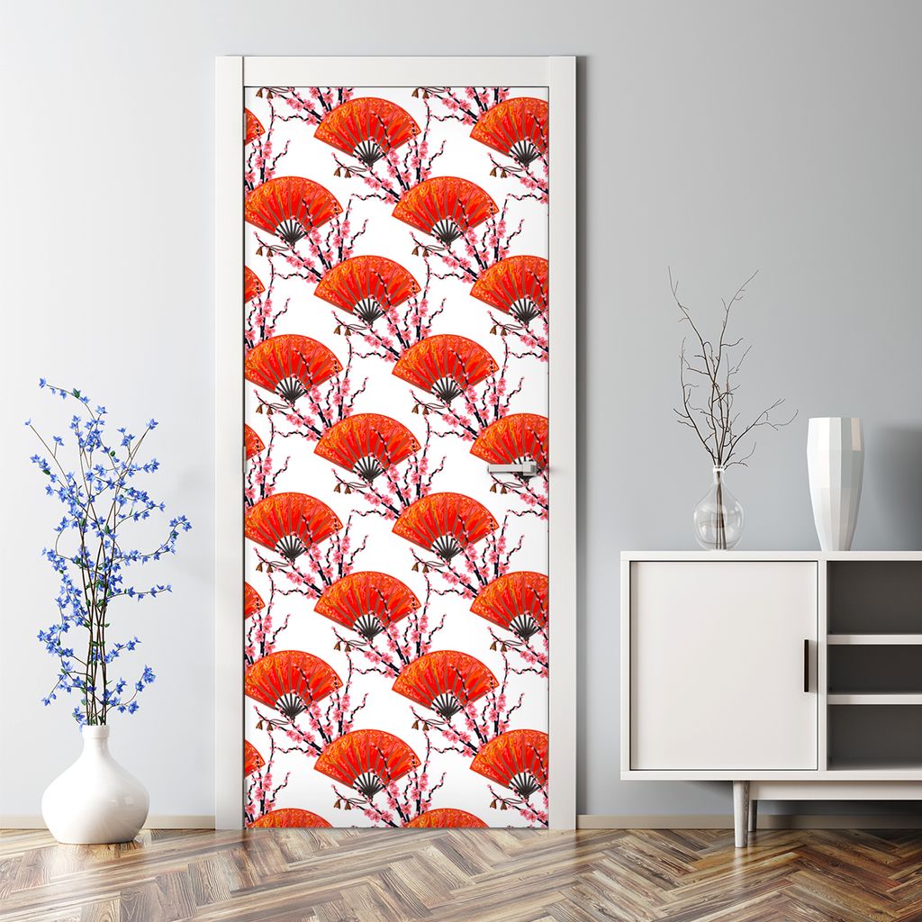 Dekorative Türposter selbstklebend Klebefolie Wandaufkleber Türaufkleber Porzellan blau 70 x 200 cm
