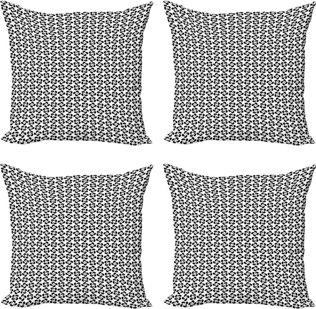 ABAKUHAUS Pinwheel Kissenbezug Set (4 Stück), monochrome Floral, Moderner Doppelseitiger Digitaldruck, 60 cm x 60 cm, Schwarz und weiß