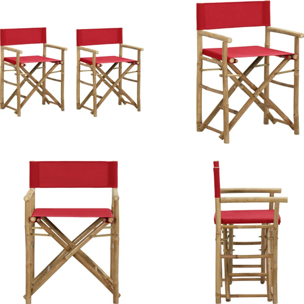 Offerta 2 Sedie Giardino Pieghevoli vidaXL - Bambù e Tela Rossa