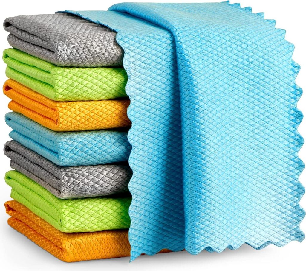 Mikrofasertücher Reinigungstücher 8 Stück,Fenstertuch Streifenfrei Microfasertücher Microfasertuch Autopflege Putzlappen Küche,Fischschuppen M...