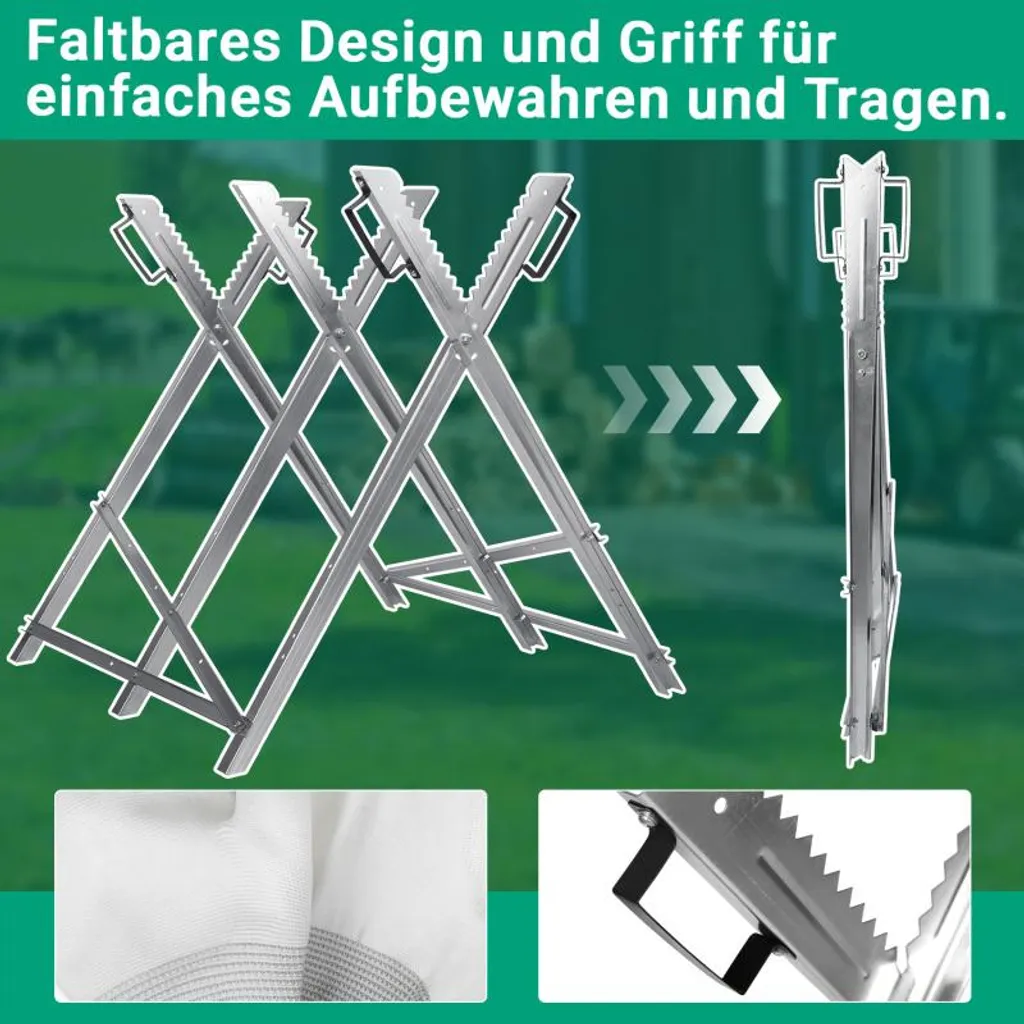 Jayseuw Chevalet de Sciage Galvanisé 150kg - Support de Coupe Pliable