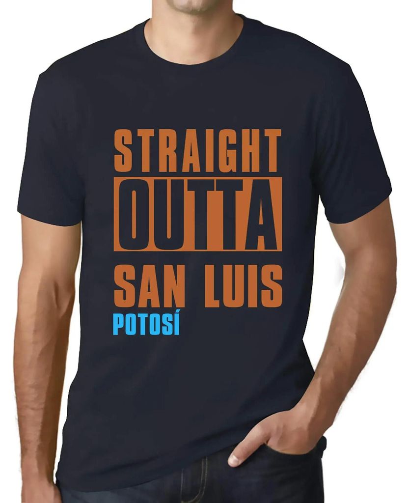 Herren Grafik T-Shirt Straight Outta San Luis Potosí Öko-Verantwortlich Vintage Jahrgang Kurzarm Lustige Druck Geburtstag Geschenk Mann