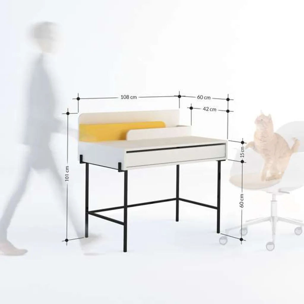Bureau Blanc Moderne Leila Senfre - Table de Travail Large et Stable - 9