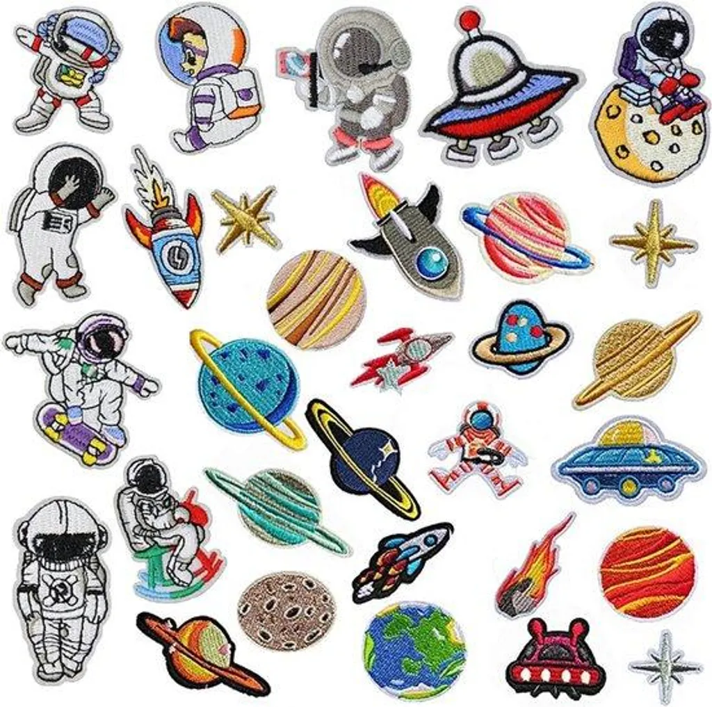 Écussons à Repasser Planètes et Cosmos Lot de 30 Pièces Haute Qualité