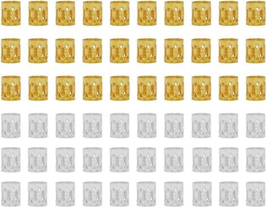 Bijoux pour dreadlocks anti-glisse et ajustables - Lot de 60 unités