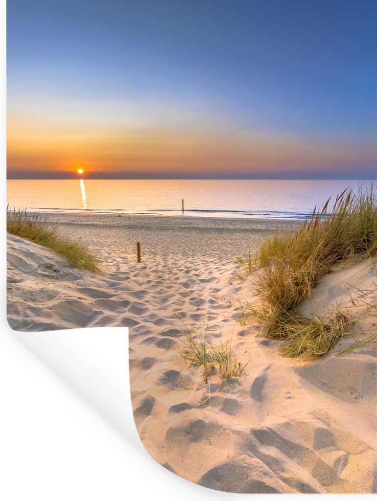 MuchoWow Wandtattoo Wandsticker Wandaufkleber Düne - Sonnenuntergang - Horizont - Strand - Gras 30x40 cm Selbstklebend und Repositionierbar - St...