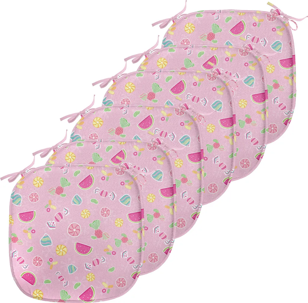 Coussins de Chaise Anti-Taches 40x40 cm avec Attaches pour Cuisine Lot de 6