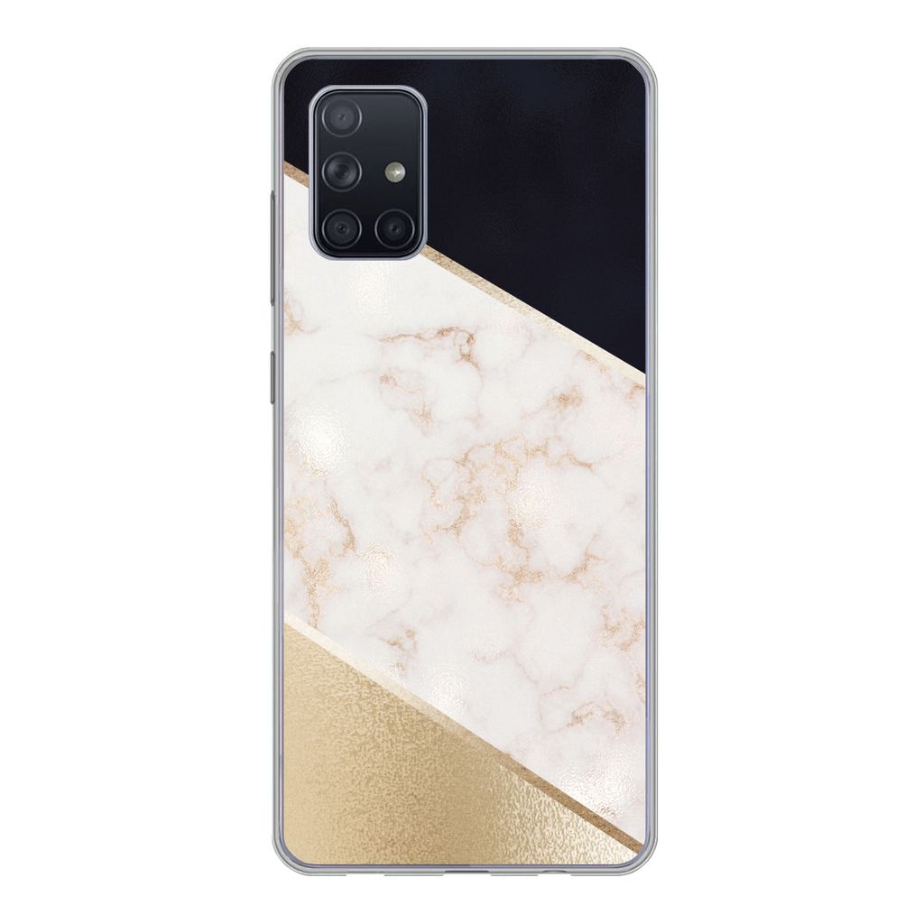 MuchoWow Handyhülle Schutzhülle Hülle für Samsung Galaxy A51 5G Marmor - Gold - Rosa Silikon Softcase Handy Hülle - Abbildung