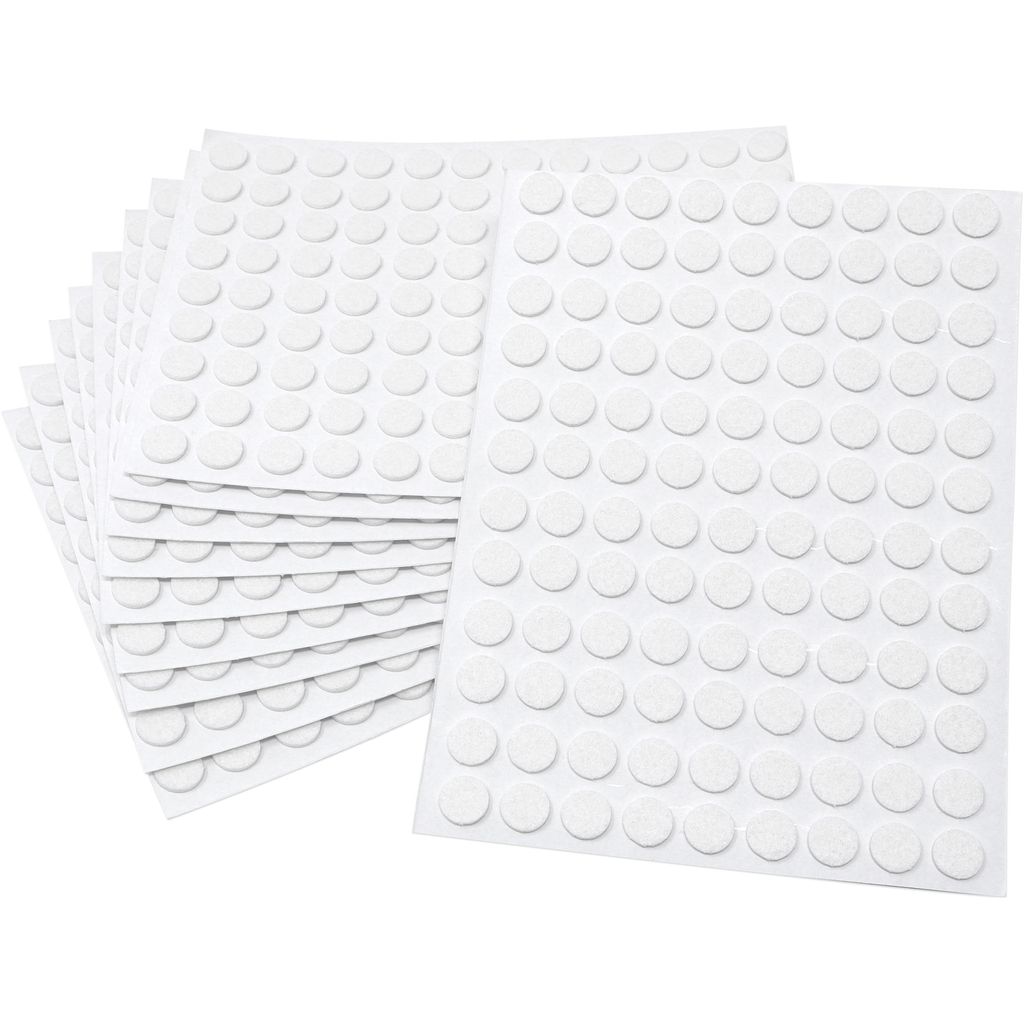 Adsamm | 1080 x Filzgleiter | Ø 10 mm | Weiß | rund | 1.5 mm dünne selbstklebende Filz-Möbelgleiter in