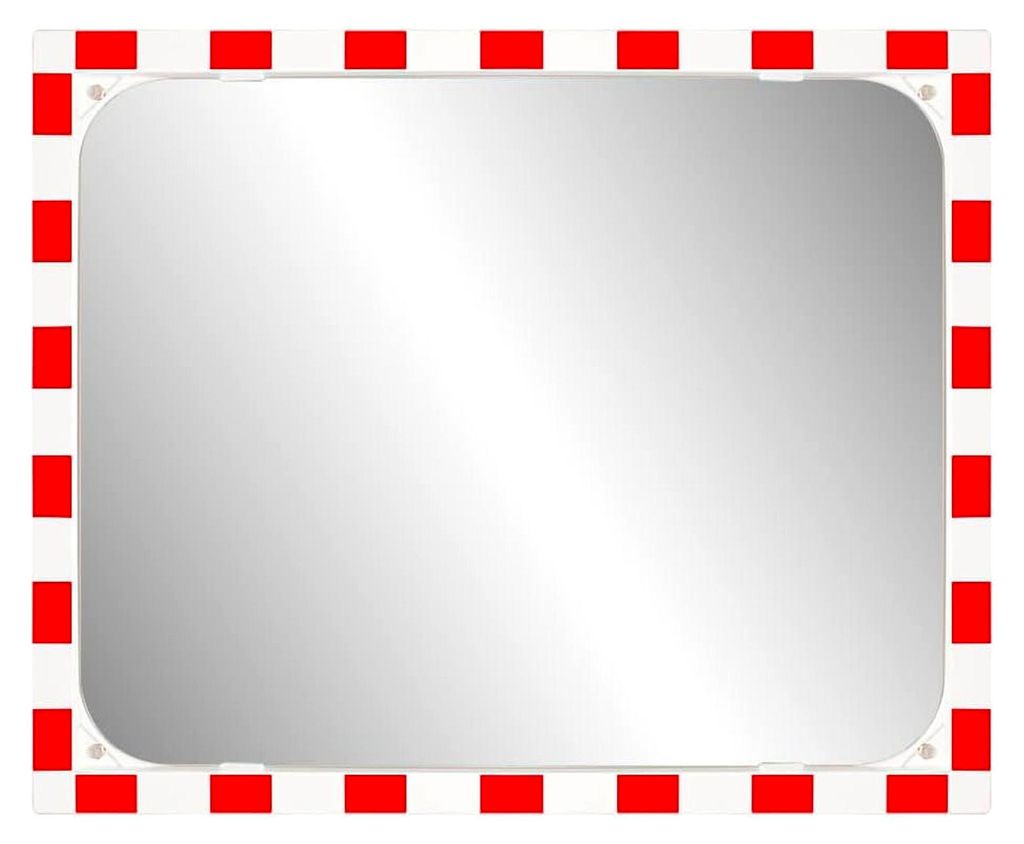 Verkehrsspiegel von DIAMOND, SEKURIT-Sicherheitsglas, rot/weiß, 100 x 80 cm aus Stahl, Kunststoff und Glas