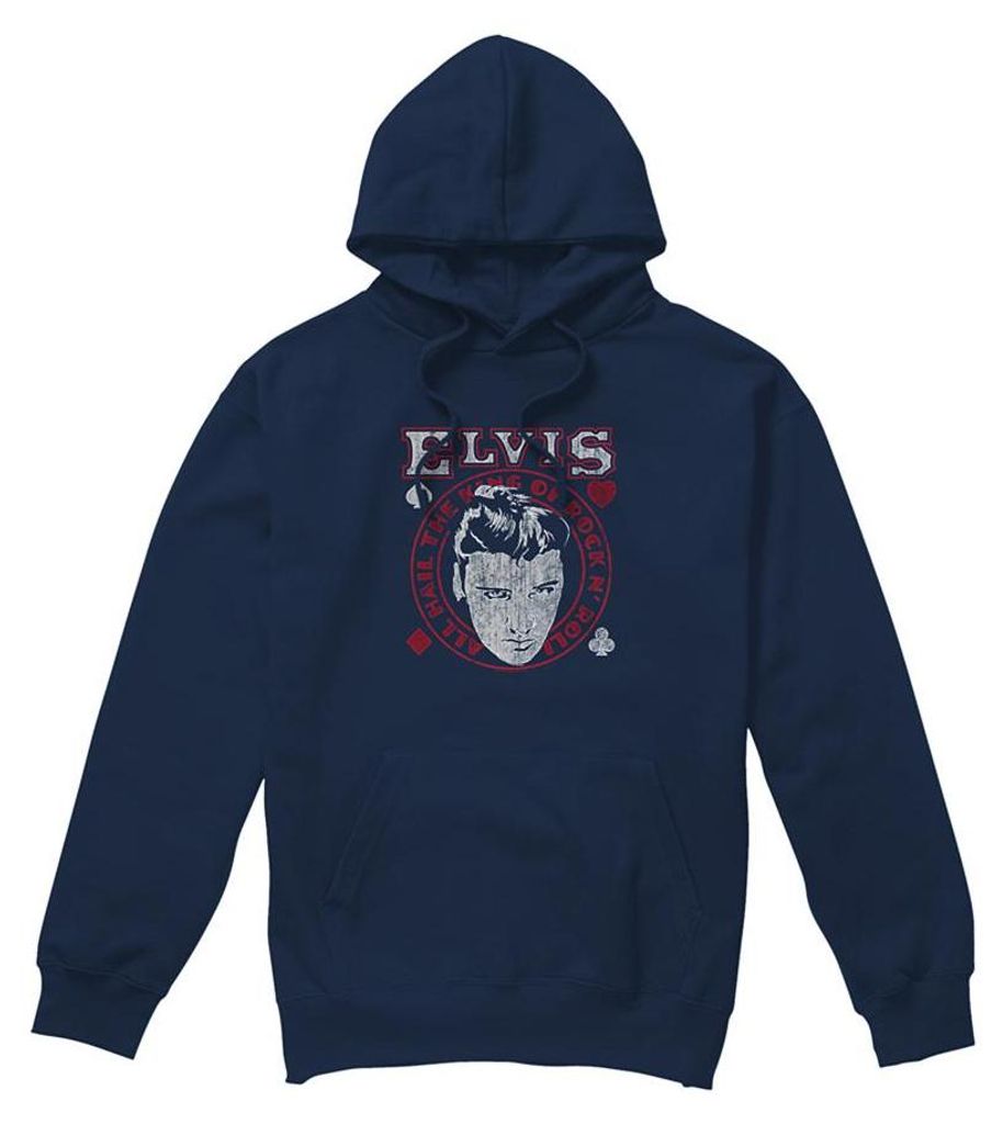 Elvis Presley - "Hail The King" Kapuzenpullover für Herren/Damen Uni TV32819 (L) (Marine)