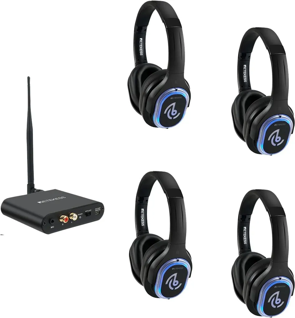 Kit Casque Sans Fil TV et Fête pour Écoute Silencieuse sans Fil 200m