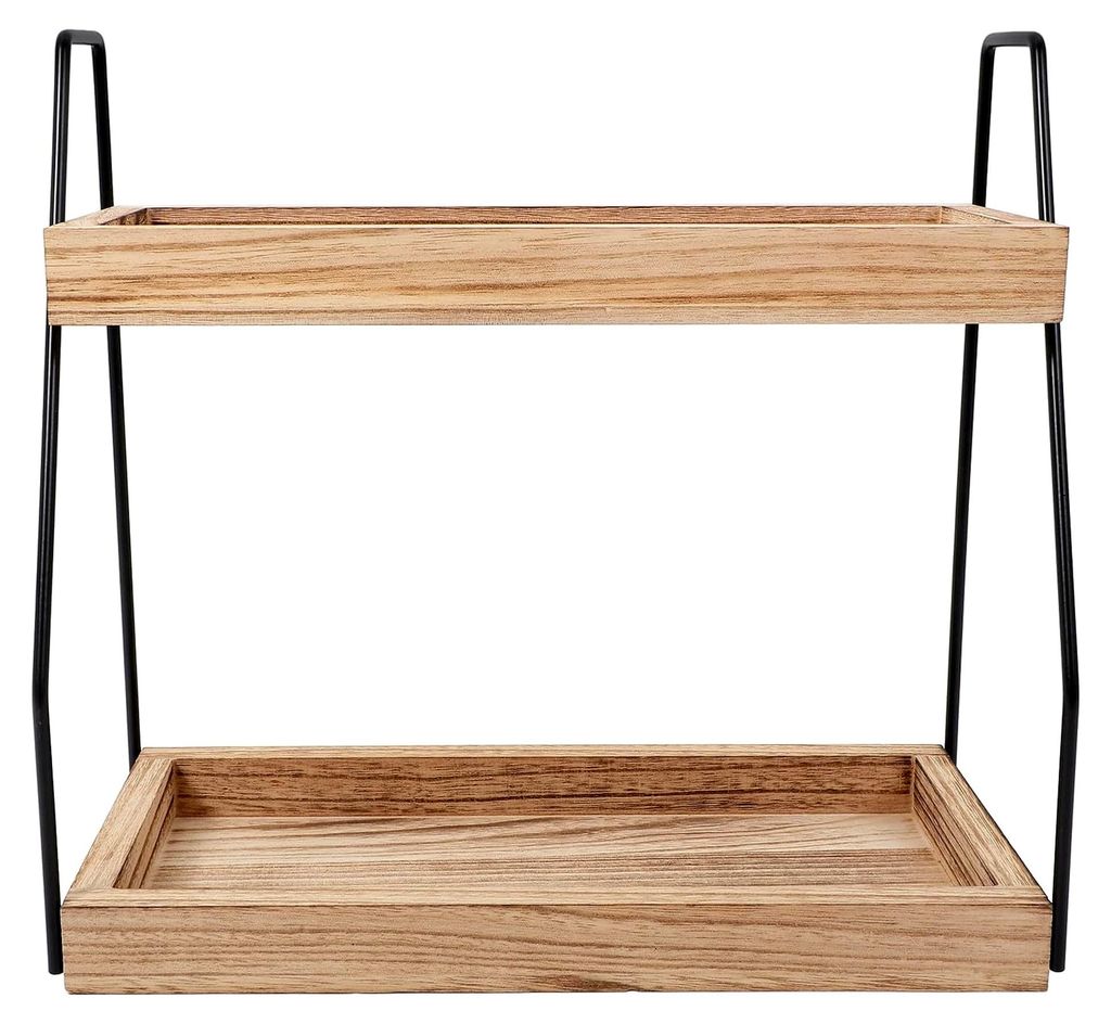 Holzregal mit Eisenrahmen – Multifunktionaler Aufbewahrungsständer für Gewürze, Kosmetik und Kaffeetassen – Platzsparender Organizer für Ar...