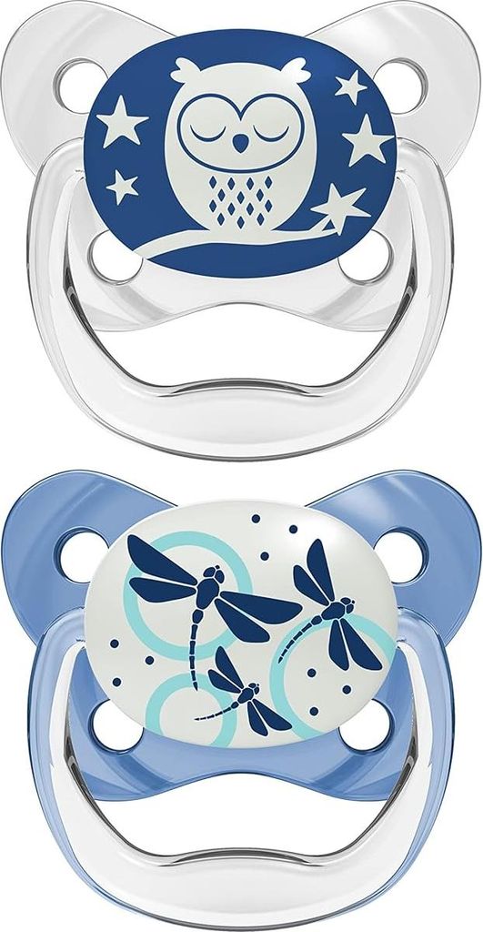 Prevent T1 Silikon Schnuller für die Nacht 0-6 Monate blau 2 Stück - orthodontisch, BPA-frei