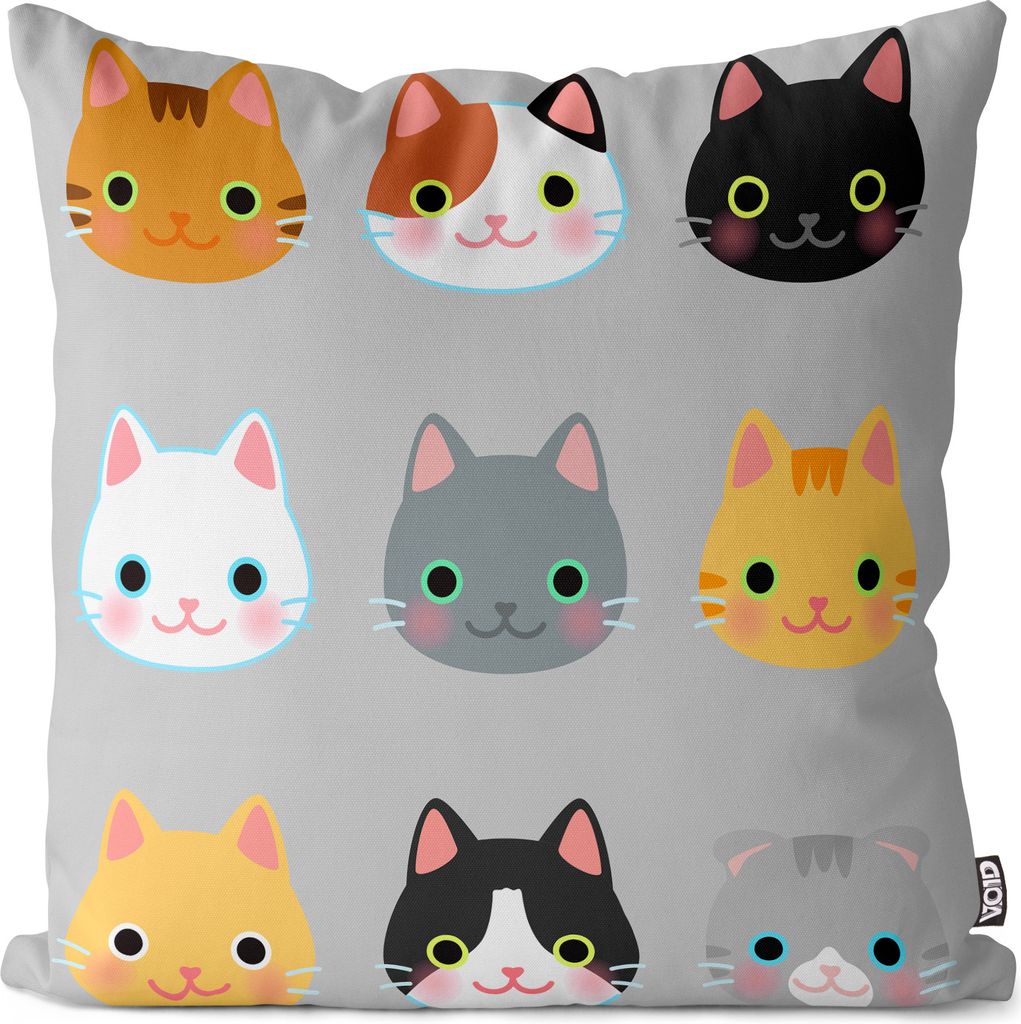 VOID Anime Katzen grau Kissenbezug Kissenhülle Sofakissen Kissen Deko Outdoor-Kissen Dekokissen