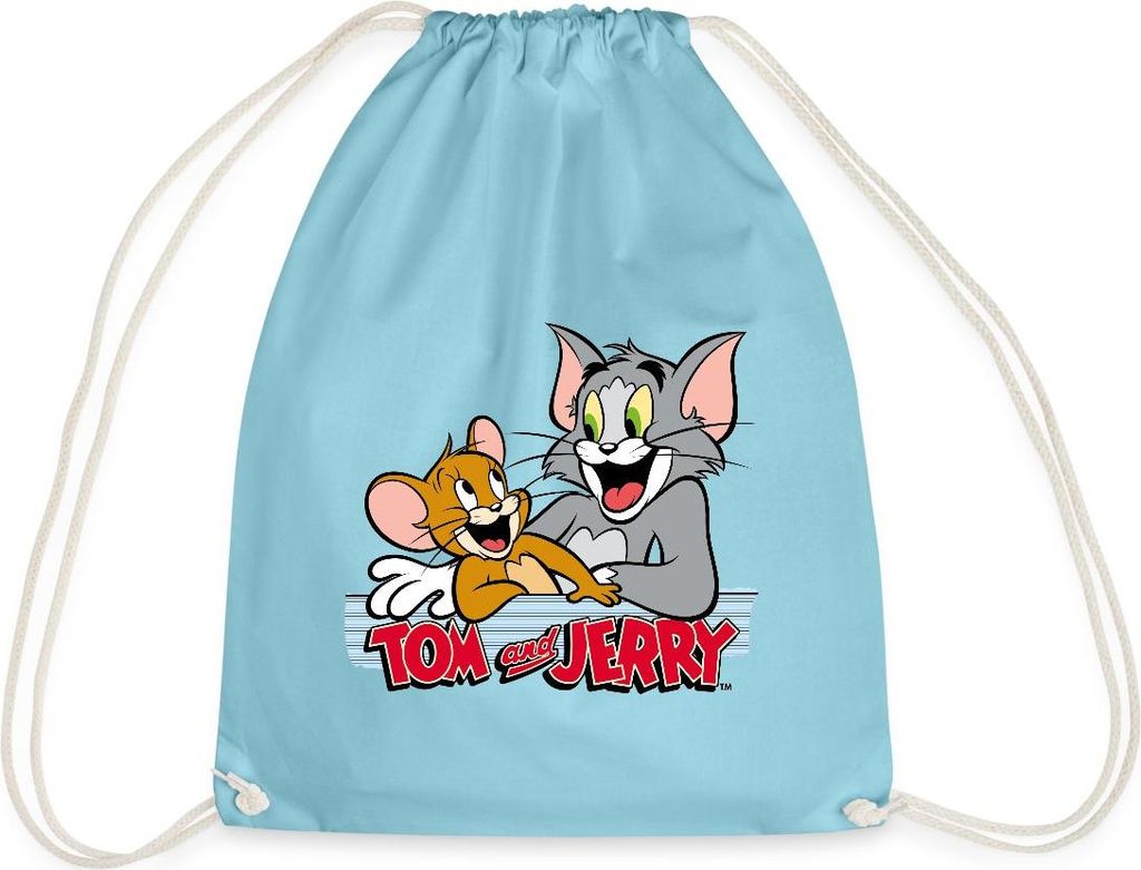 Spreadshirt Tom Und Jerry Fröhliche Freunde Turnbeutel, One size, Aqua