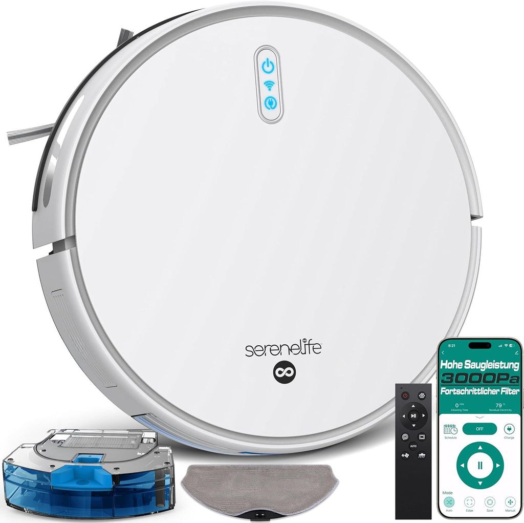Robot aspirateur SereneLife avec fonction de lavage, robot Image du produit 
