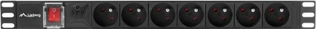 Bandeau de Prises Rackables 1U Lanberg 7 Prises avec Interrupteur 16A - 8