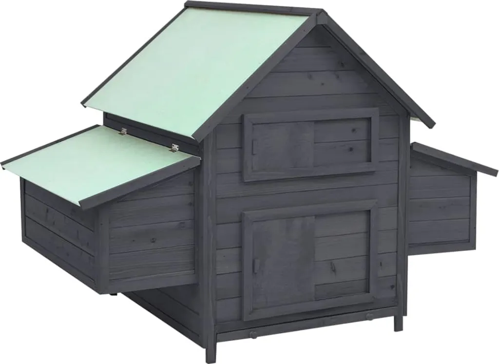 vidaXL Poulailler Gris et Blanc 152x96x110 cm en Bois de Sapin Massif